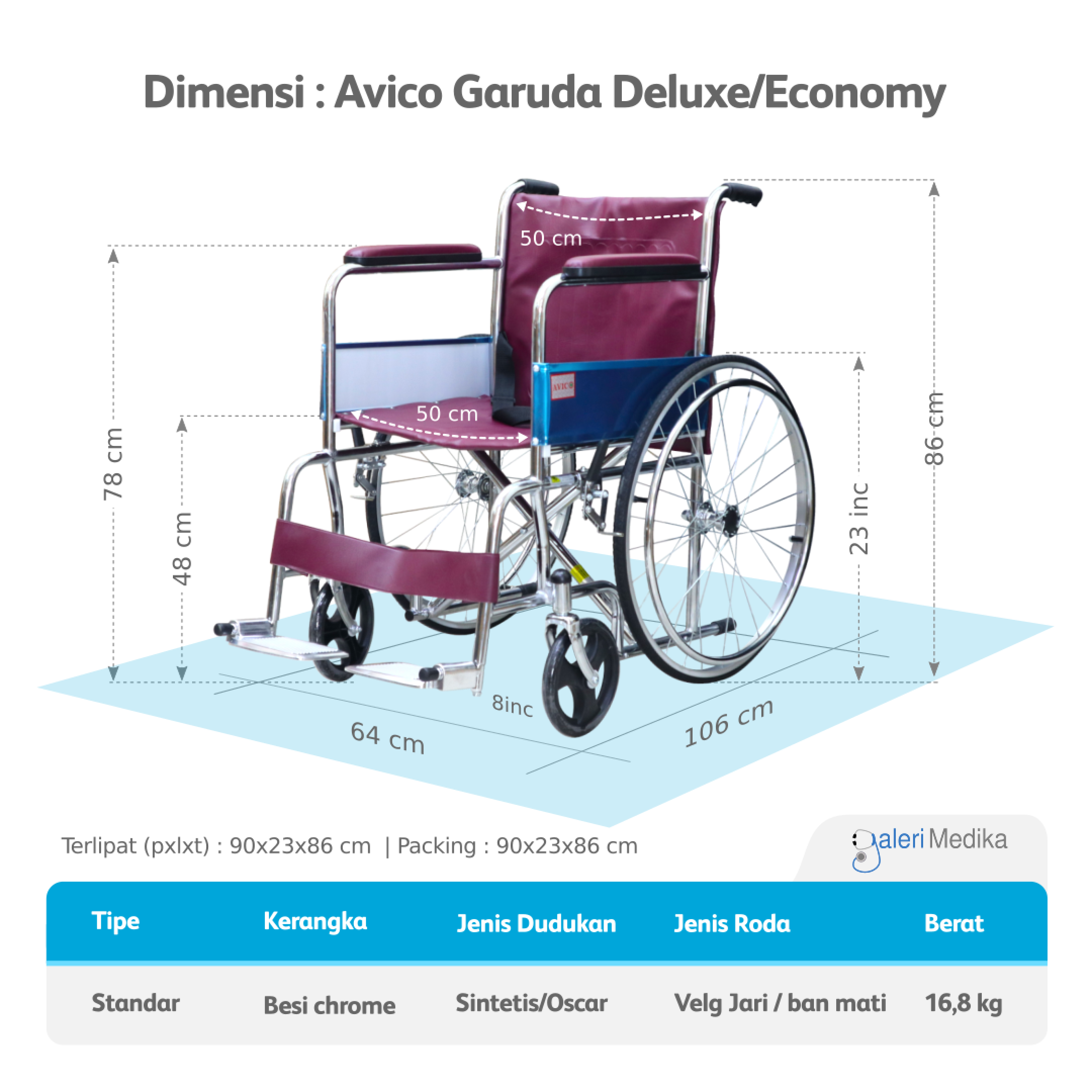 Kursi Roda Avico Garuda E Standard Galeri Medika