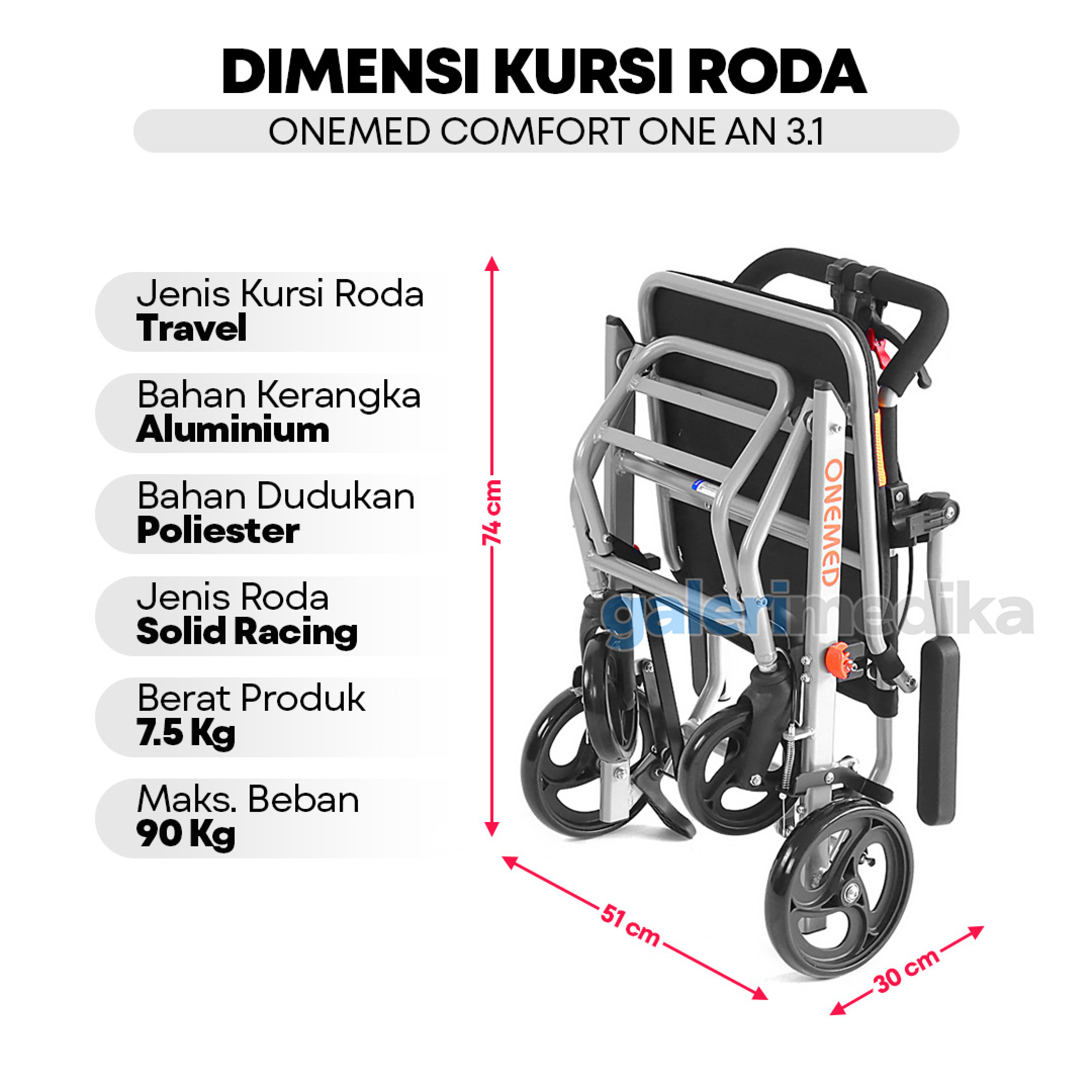 Kursi Roda Travel Onemed Comfort One AN 3 1 Galeri Medika