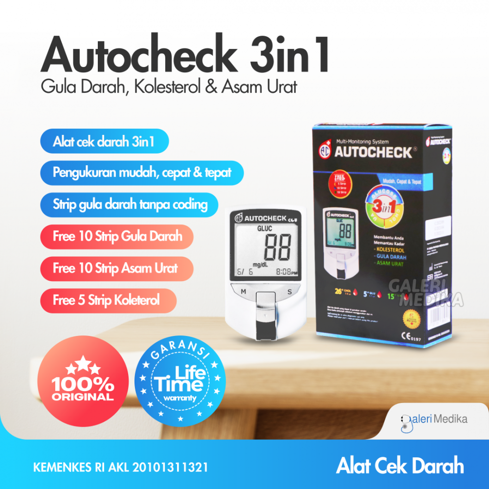 Jual Alat Cek Darah Autocheck 3 In 1 Original Galeri Medika