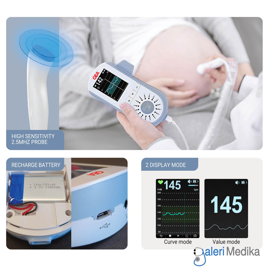 Portable Fetal Doppler GEA FD-200 Rechargeable Battery