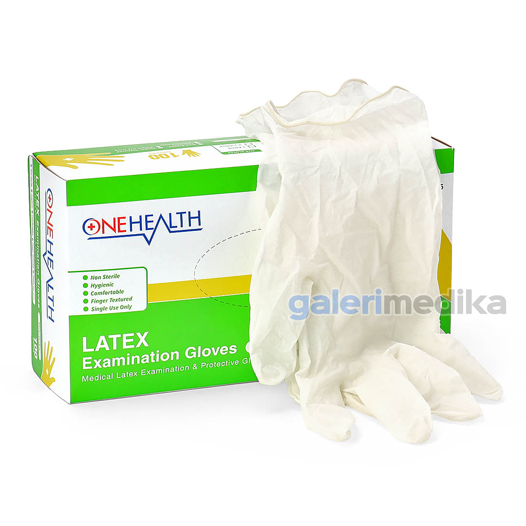 OneHealth Sarung Tangan Latex Powdered Examination Gloves 100pcs