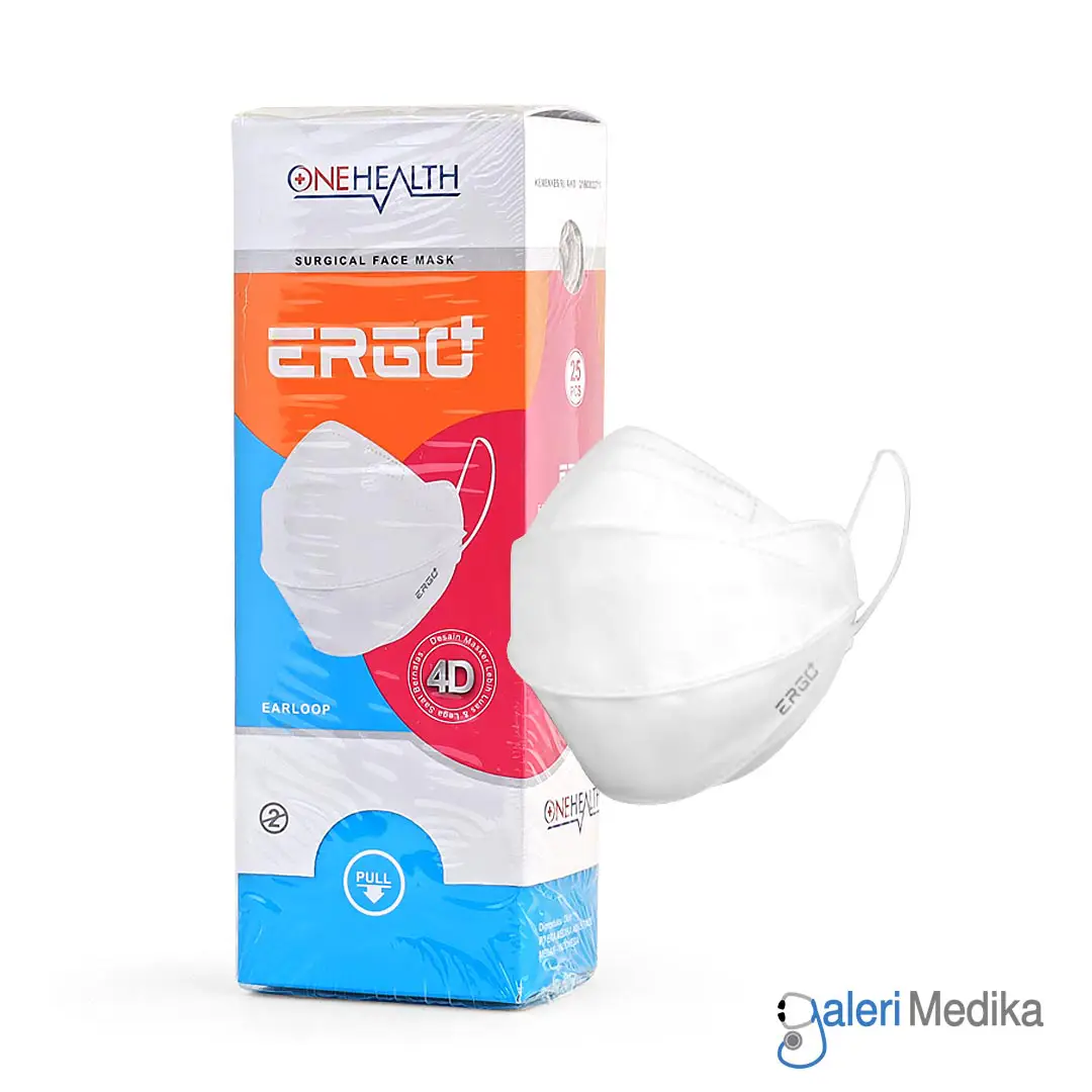 Masker Medis 4D OneHealth ERGO+ Earloop 3Ply Isi 25pcs