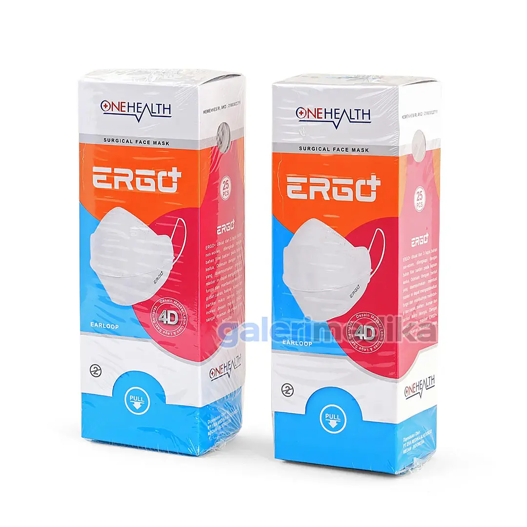 Masker Medis 4D OneHealth ERGO+ Earloop 3Ply Isi 25pcs