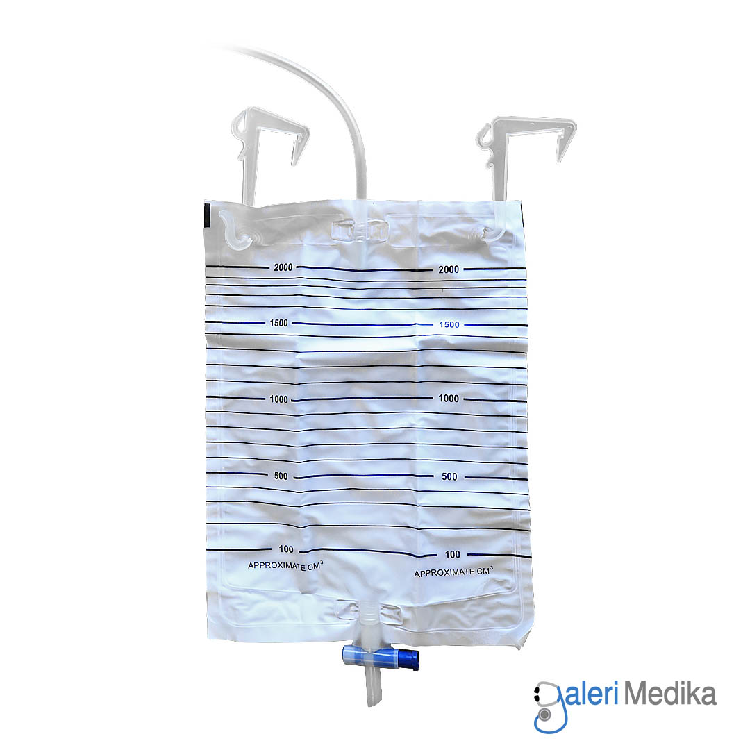 Kantong Urine 2L Safelock Urine Bag T Valve with Hanger