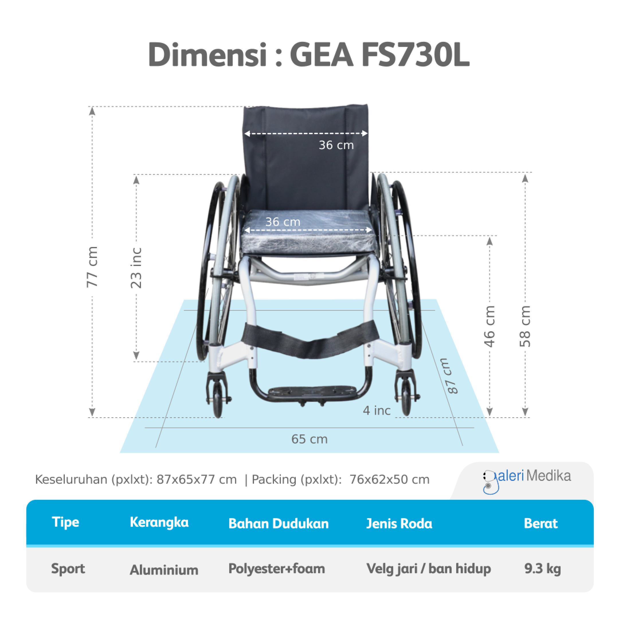 Kursi Roda Sport GEA FS L Galeri Medika