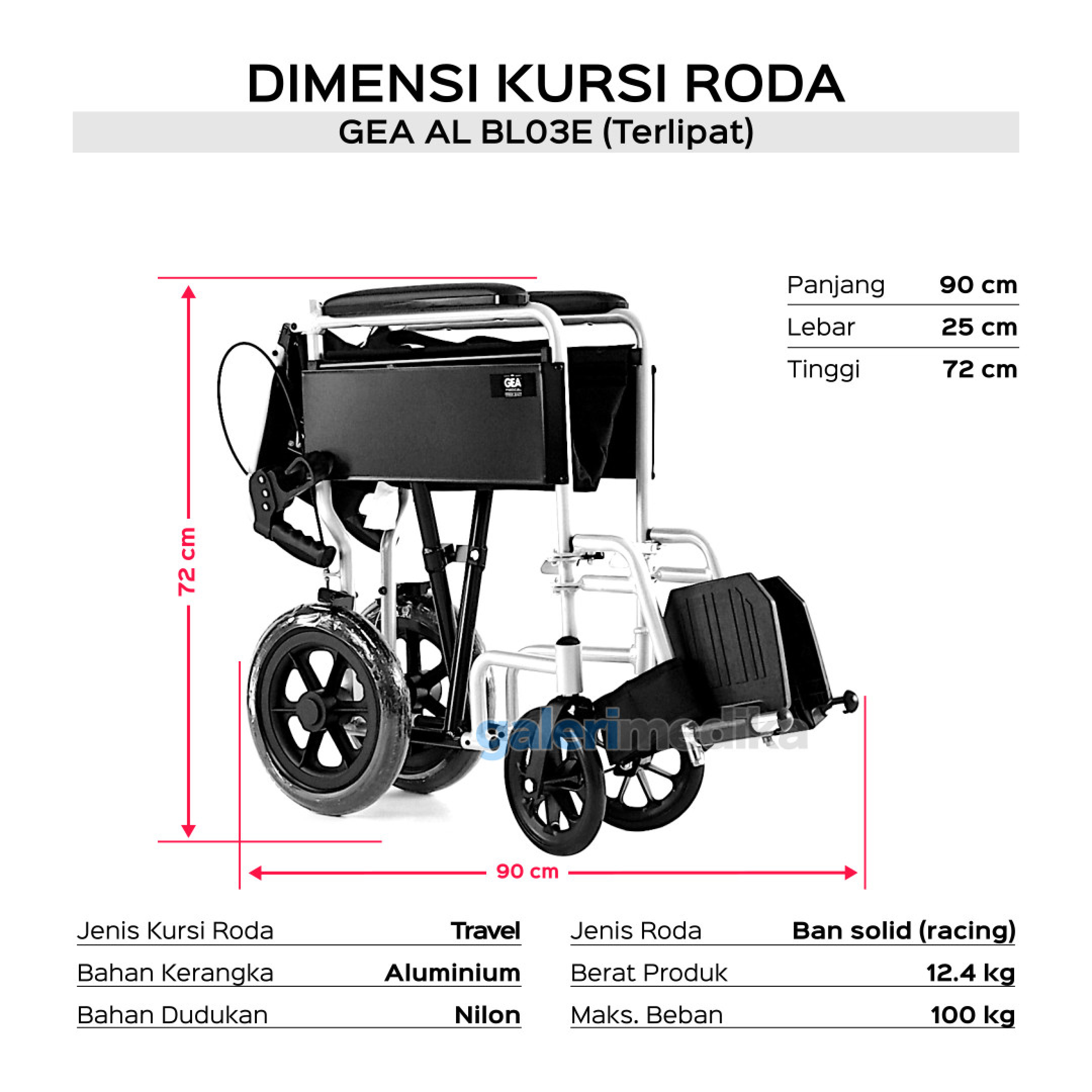 Kursi Roda Travel Gea Al Bl E Premium Aluminium Wheelchair Galeri Medika