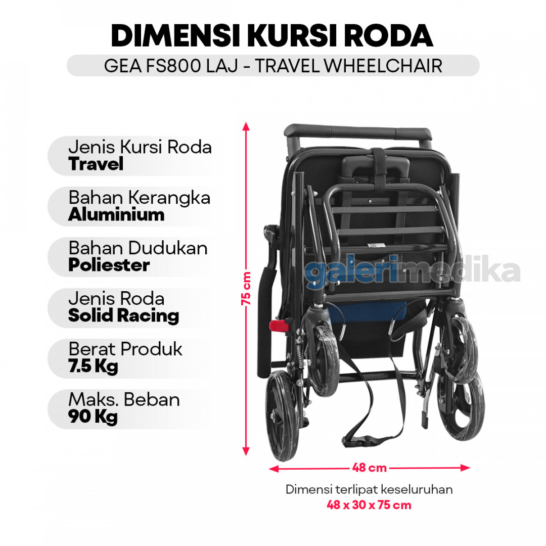 Kursi Roda Travel GEA FS 800LAJ Aluminium + Handle