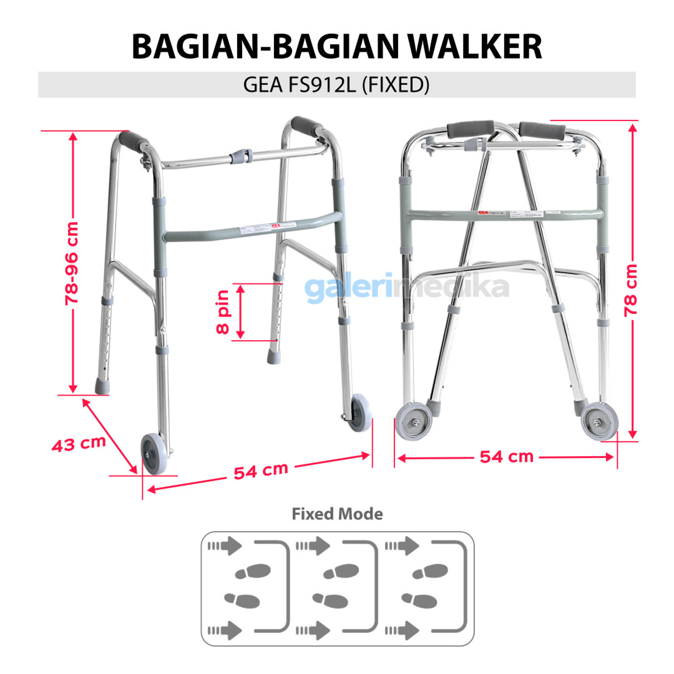 Walker Alat Bantu Jalan dengan roda - GEA FS912L | Galeri Medika