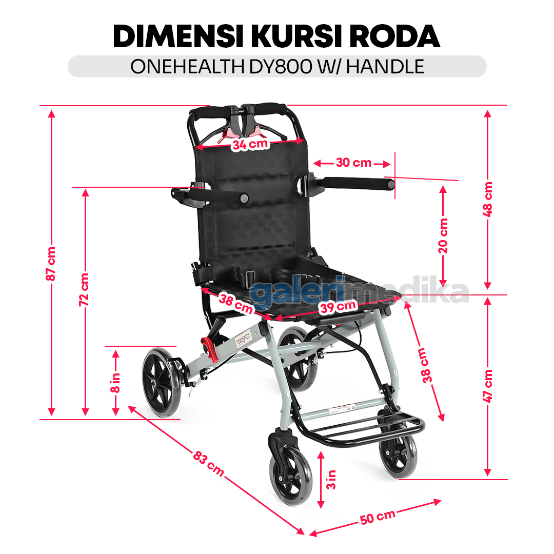 Kursi Roda Travel OneHealth DY800 + Handle FREE Tas