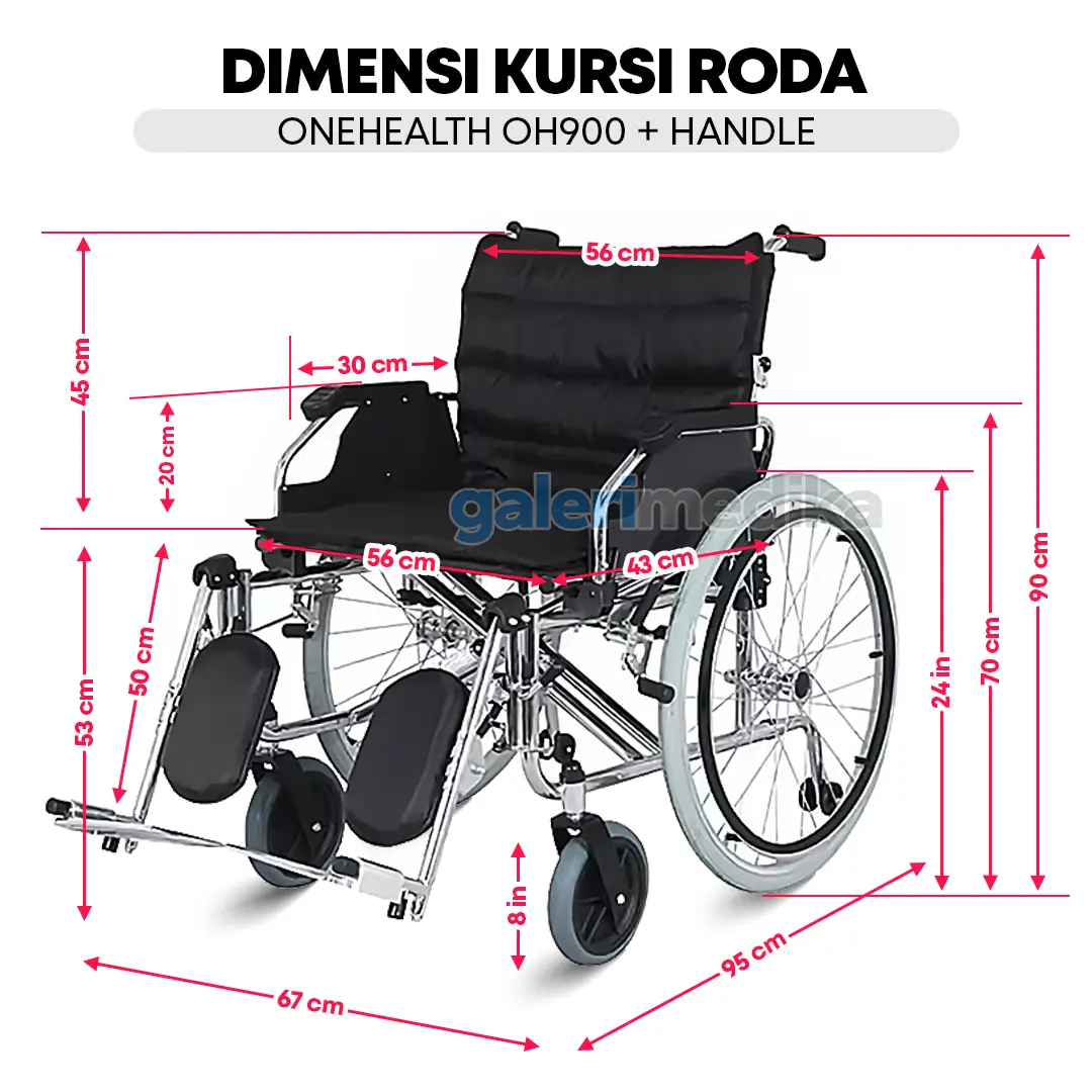 Kursi Roda Jumbo OneHealth KY-951AC-56 Heavy Duty Wheelchair