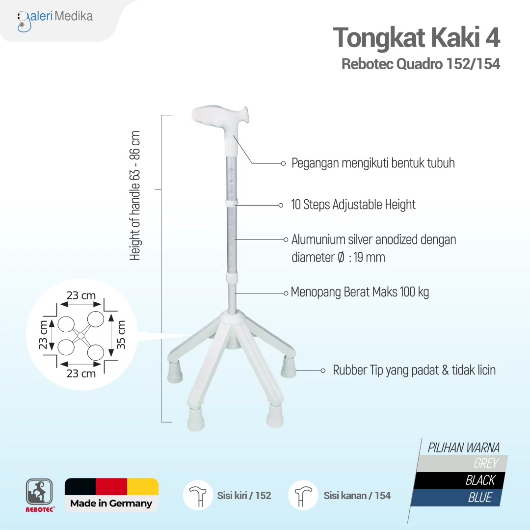 Tongkat Kaki 4 Rebotec Quadro Anatomic Handle 152 - Left