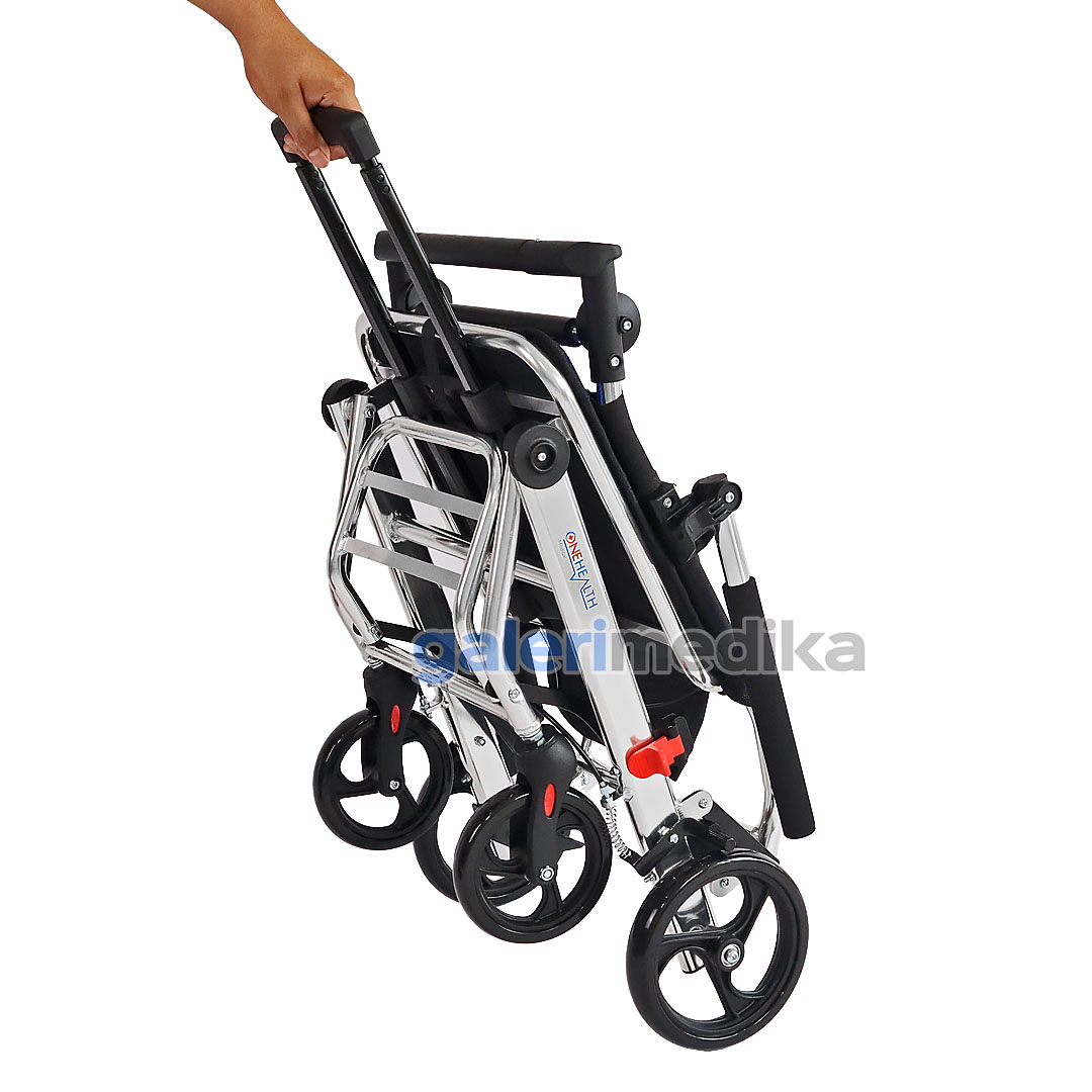 OneHealth OH900 Plus Kursi Roda Travel Aluminium + Handle