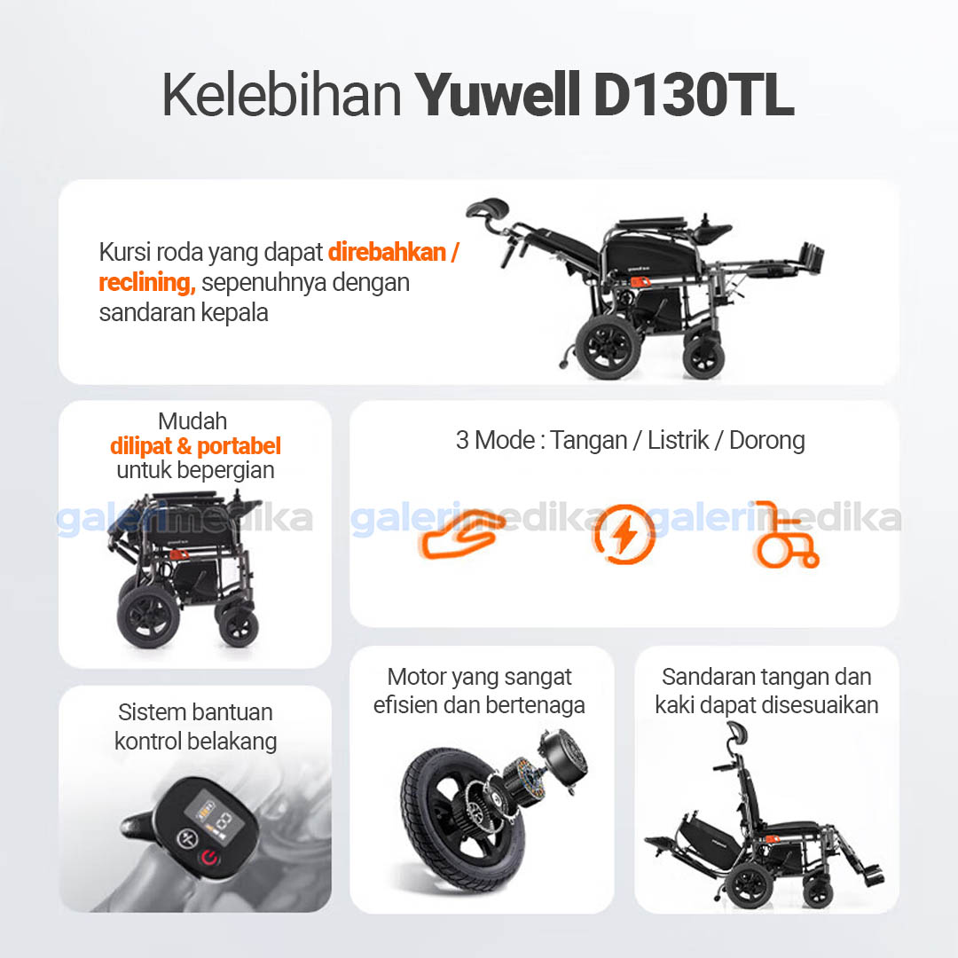 Kursi Roda Elektrik Full Reclining Yuwell D130TL Lithium Battery