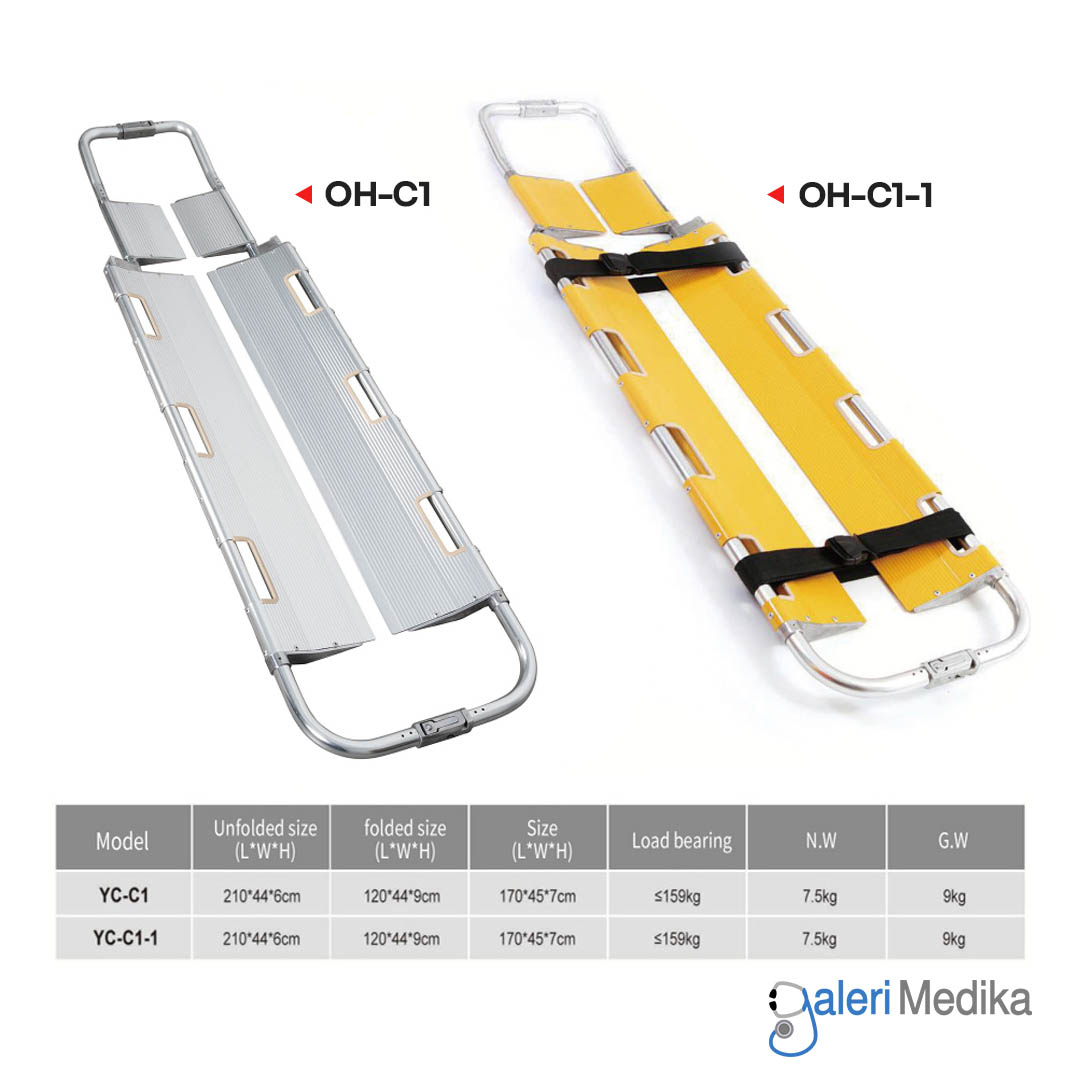 Scoop Stretcher OneHealth OH-C1-1 Yellow Tandu Skop Lipat