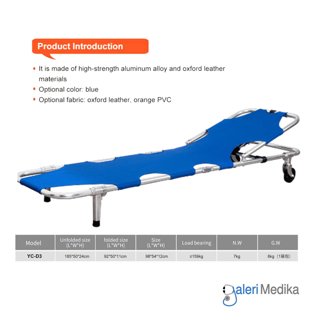 Tandu Lipat 2 OneHealth OH-D3 + Roda Folding Stretcher