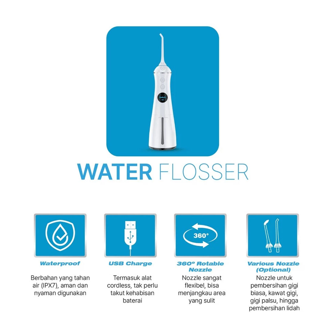 FamilyDr Water Flosser Pembersih Gigi Elektrik LCD Display