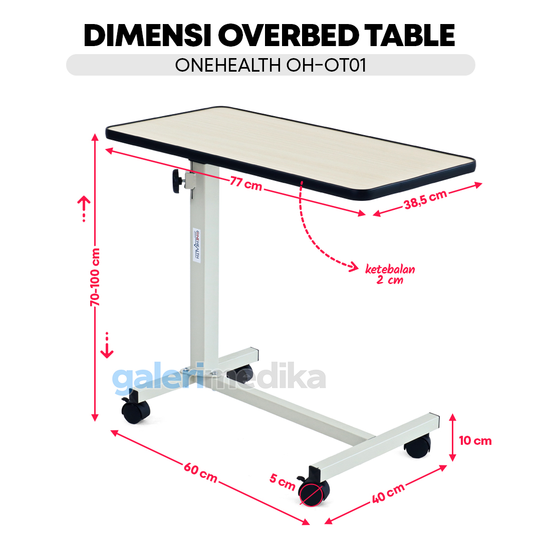 Meja Portable Pasien OneHealth OH-OT01 Overbed Table