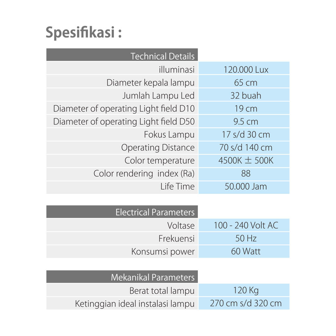 Lampu Operasi Onemed OKLED800 Single Head LED Surgical Light Ceiling